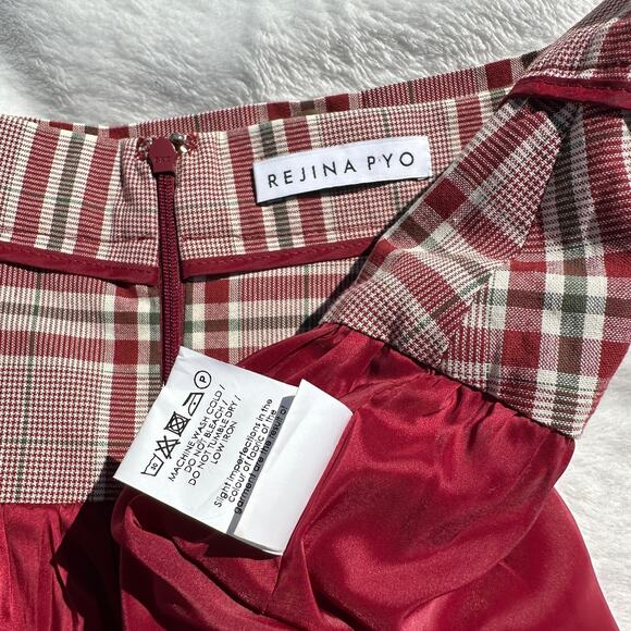 Rejina Pyo Christmas Plaid Midi Skirt Red Green Button Front Size 2 US 6 UK $550 - Picture 12 of 16